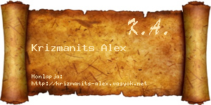 Krizmanits Alex névjegykártya