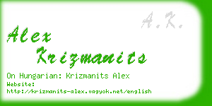 alex krizmanits business card